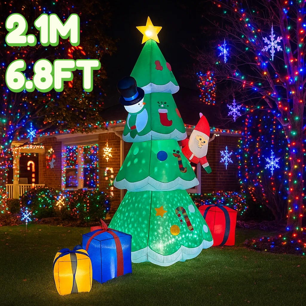 Outdoor Lighting For Christmas - 2.1M/6.8FT Christmas Tree Snowman Santa Claus