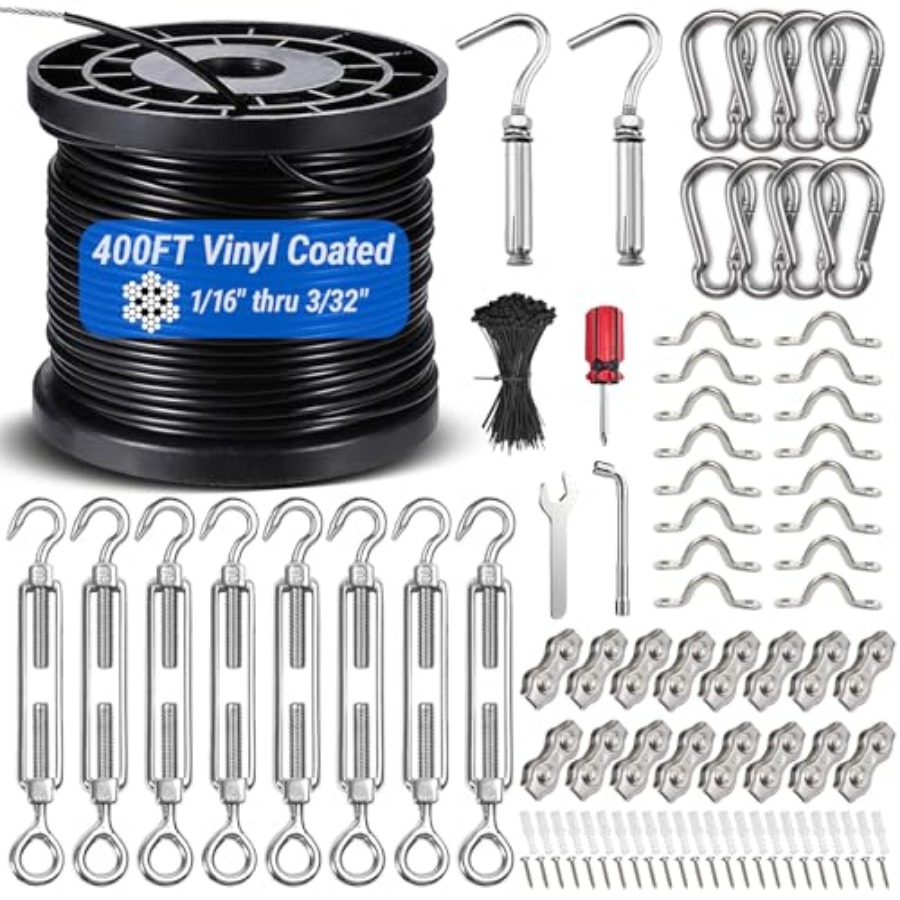 Outdoor Lighting Wire - String Light Hanging Kit with 400Feet
