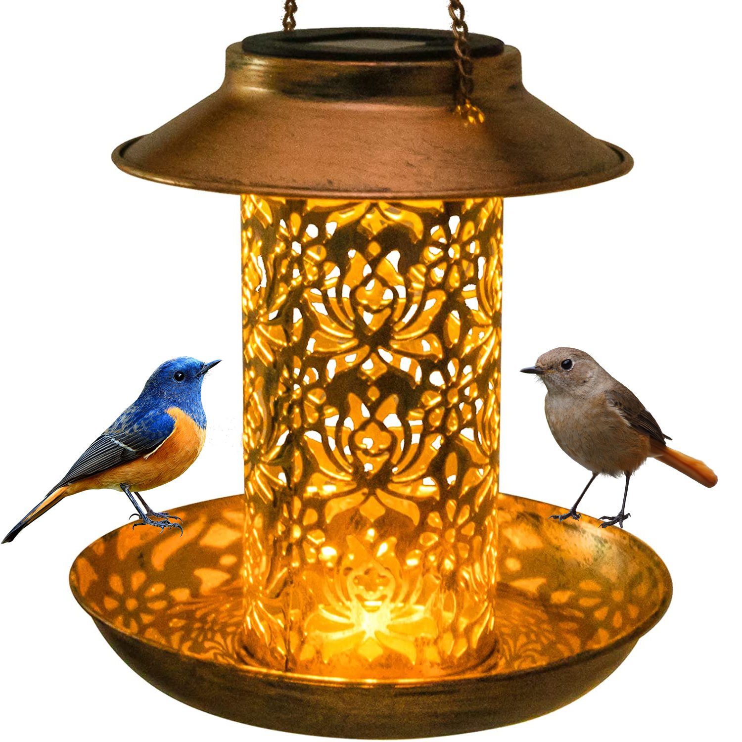 Outdoor Lighting Backyard Ideas - Solar Bird Feeder Metal Outdoors Hanging