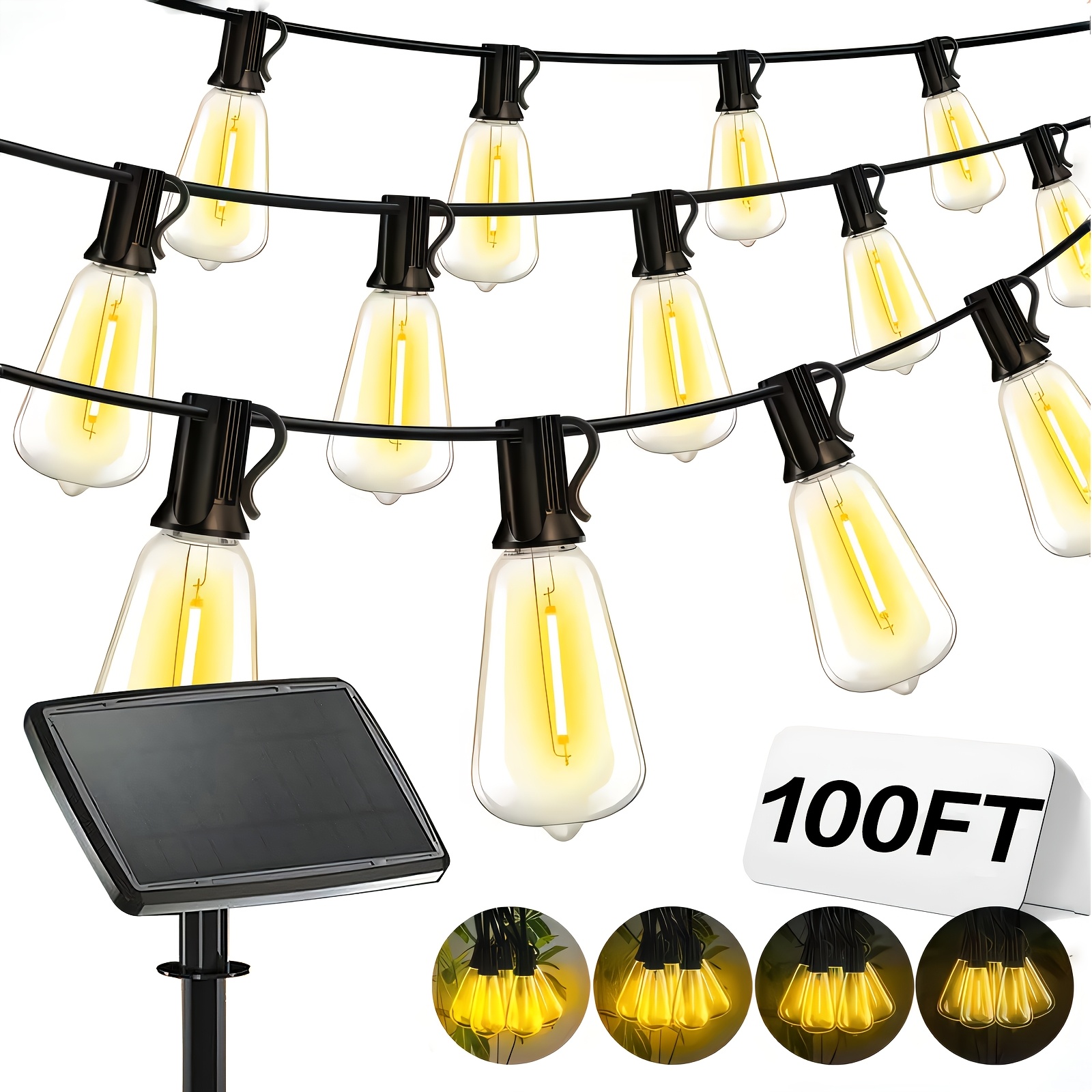 Outdoor Lighting Globes - Solar Lights Outdoor, 100ft Patio Light