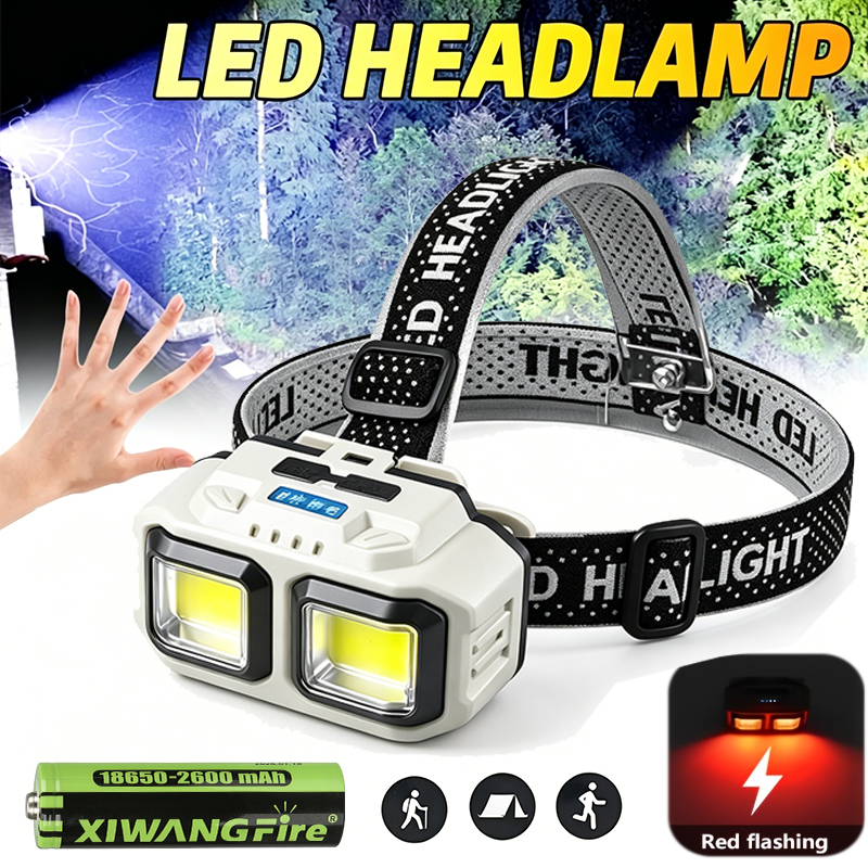 Outdoor Lighting Quality - COB LED Headlamp Rechargeable Headlight,Waterproof Work