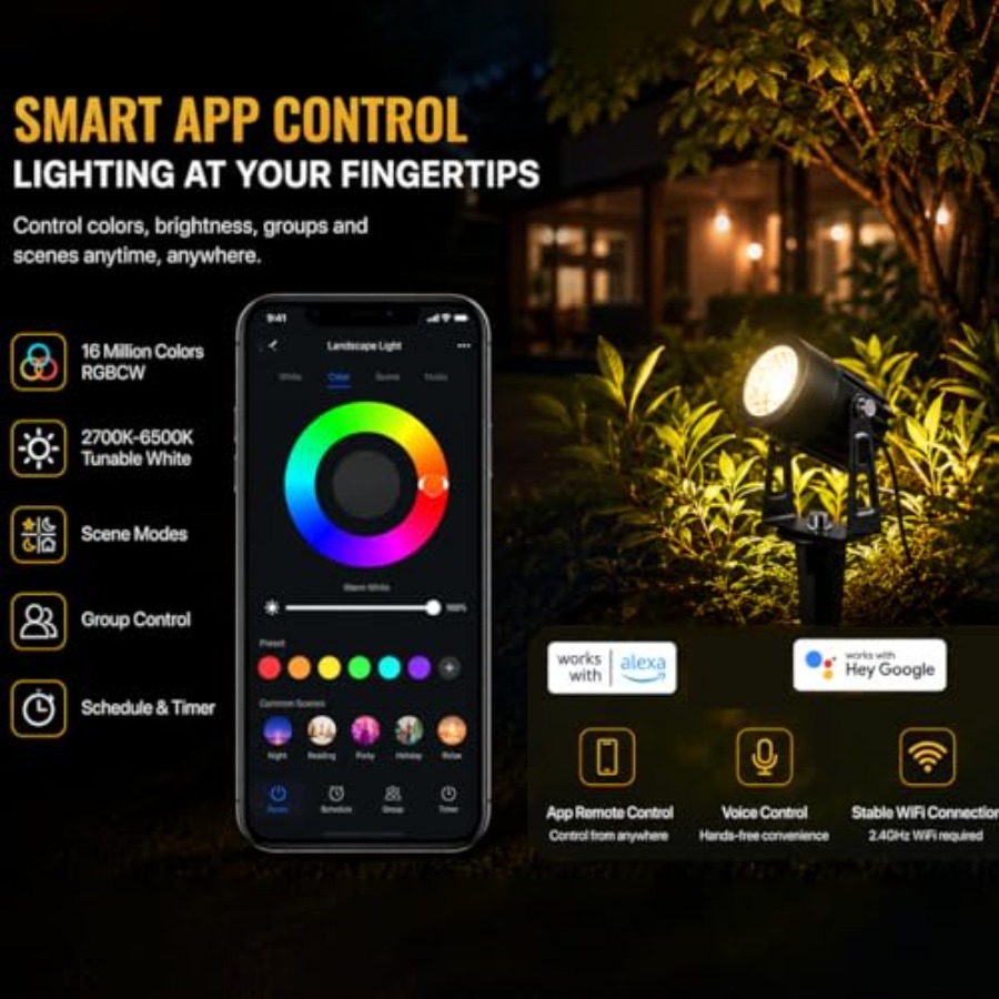 Smart RGBW Landscape Lighting  – Outdoor Lighting Kit With Transformer recenzja i cena