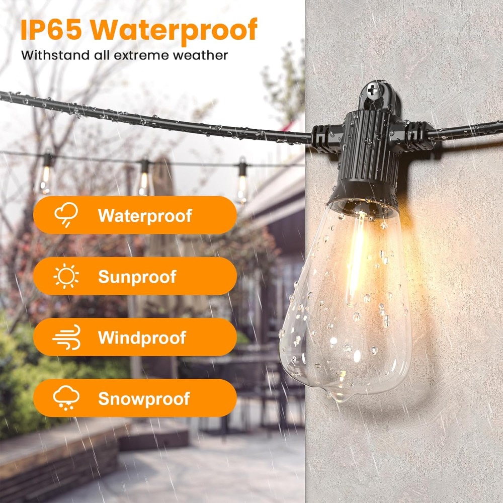 50FT Outdoor String Lights wit – String Light Bistro recenzja i cena