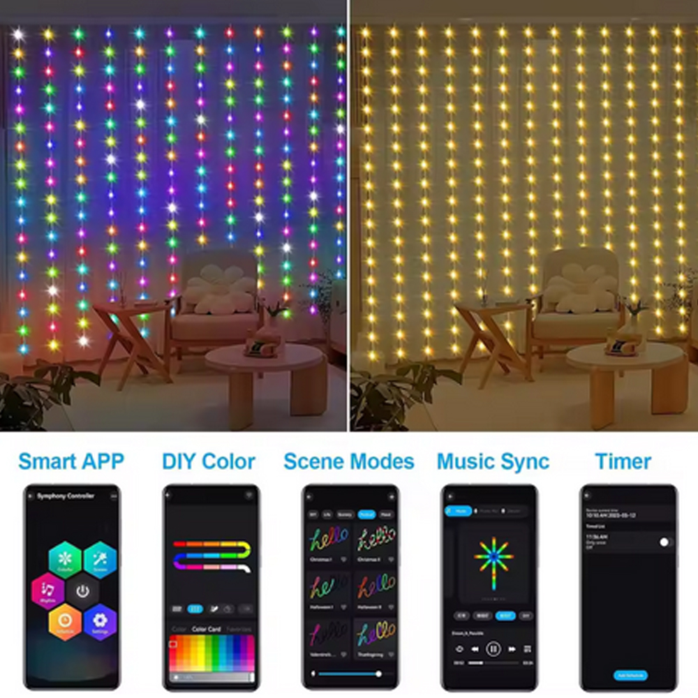 3M RGB Smart LED Curtain Light – Outdoor Lighting For Christmas recenzja i cena